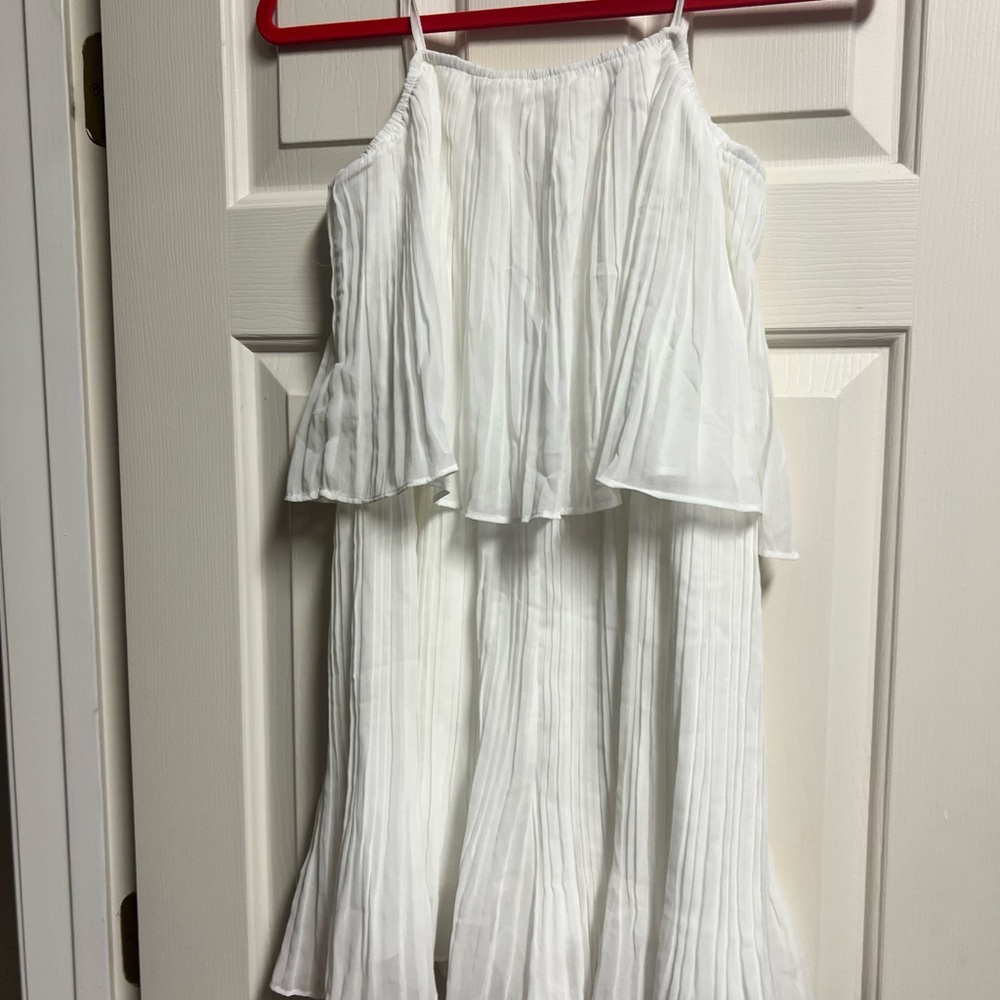 White Pleated Spaghetti Strap rhomper
